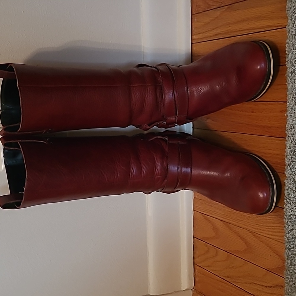 Caterpillar Red Heeled Boots Leather Sz 8